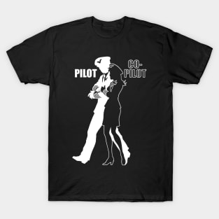 Male Pilot and Co-Pilot (white on dark) T-Shirt